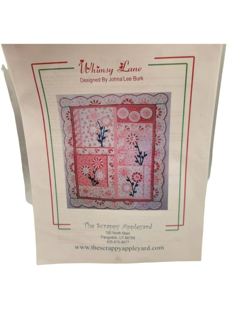 Whimsy Lane Quilt Pattern Johna' Lee Burk Floral Scalloped 57 x 69